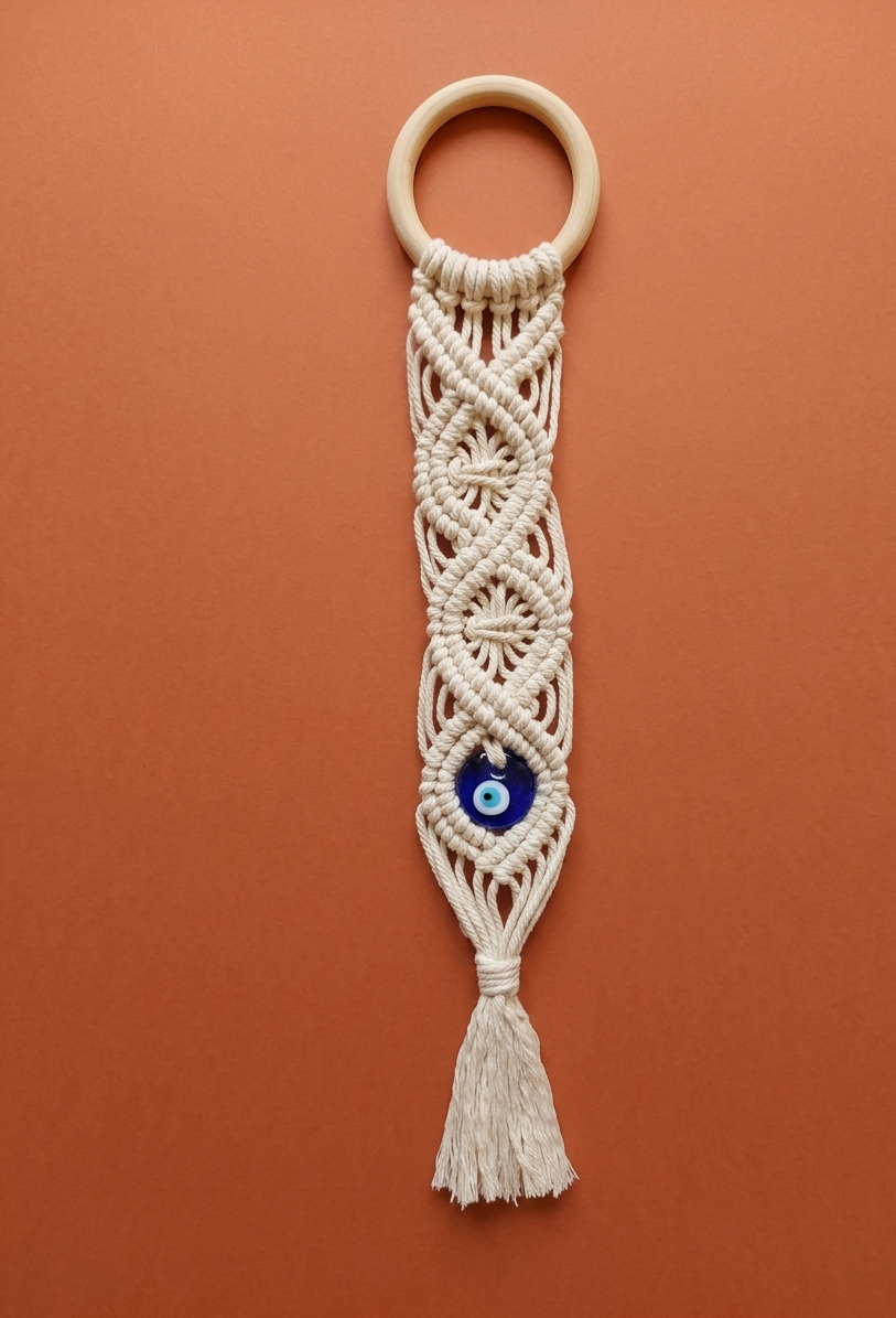 Amuleto Macramè "Occhio di Fatima" – Protezione ed Eleganza Artigianale